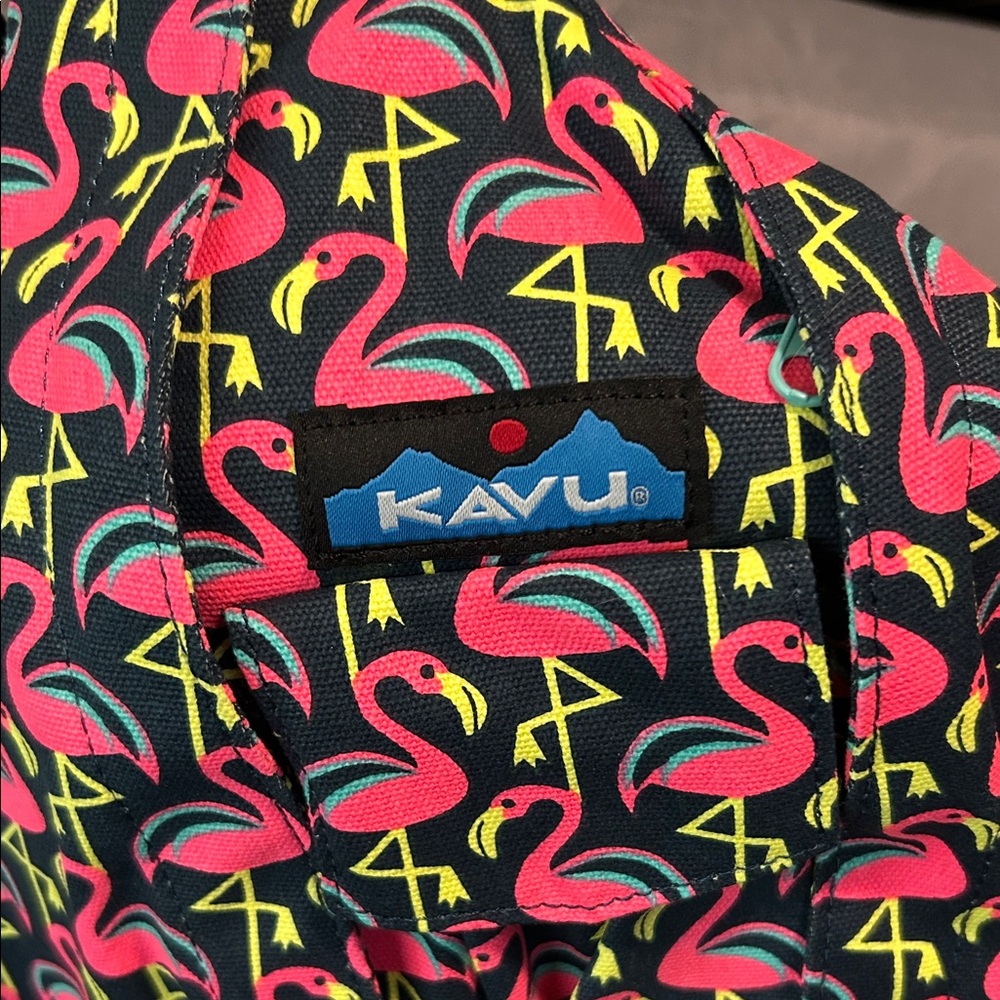 Kavu Flamingo Pattern Rope Bag - Pink, Yellow & Black - Picture 2 of 7